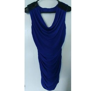 Ruched purple/blue mini dress